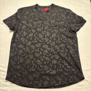 Guess Black Textured Floral Print Tee